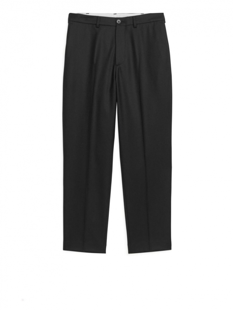 Pantaloni Arket Cropped Tapered Lână Barbati Negrii | Romania-VOJA86230
