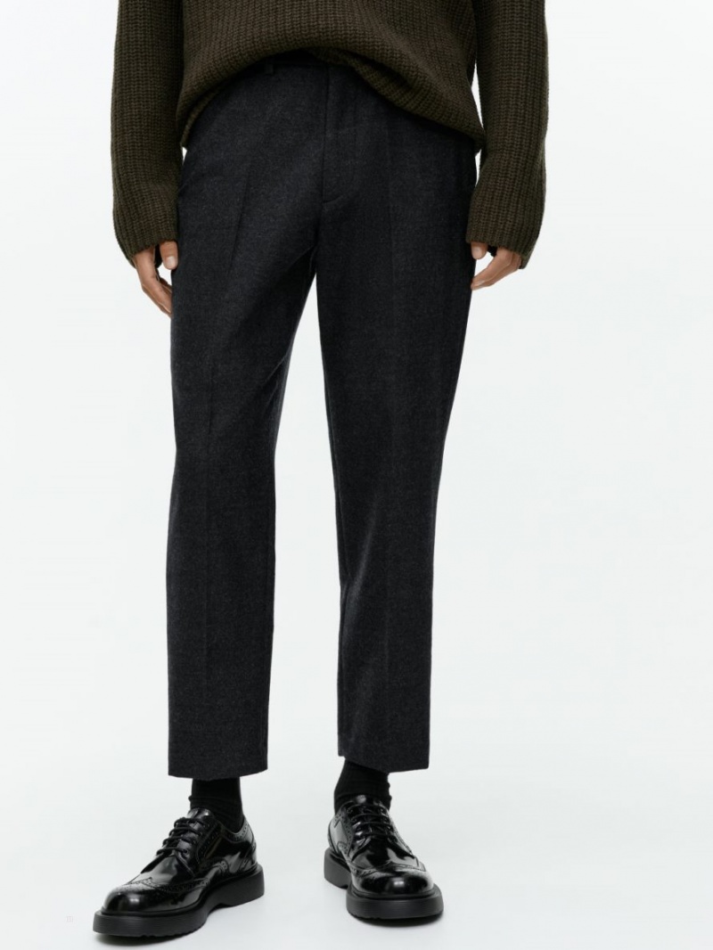 Pantaloni Arket Cropped Tapered Lână Barbati Gri | Romania-MUTP95036