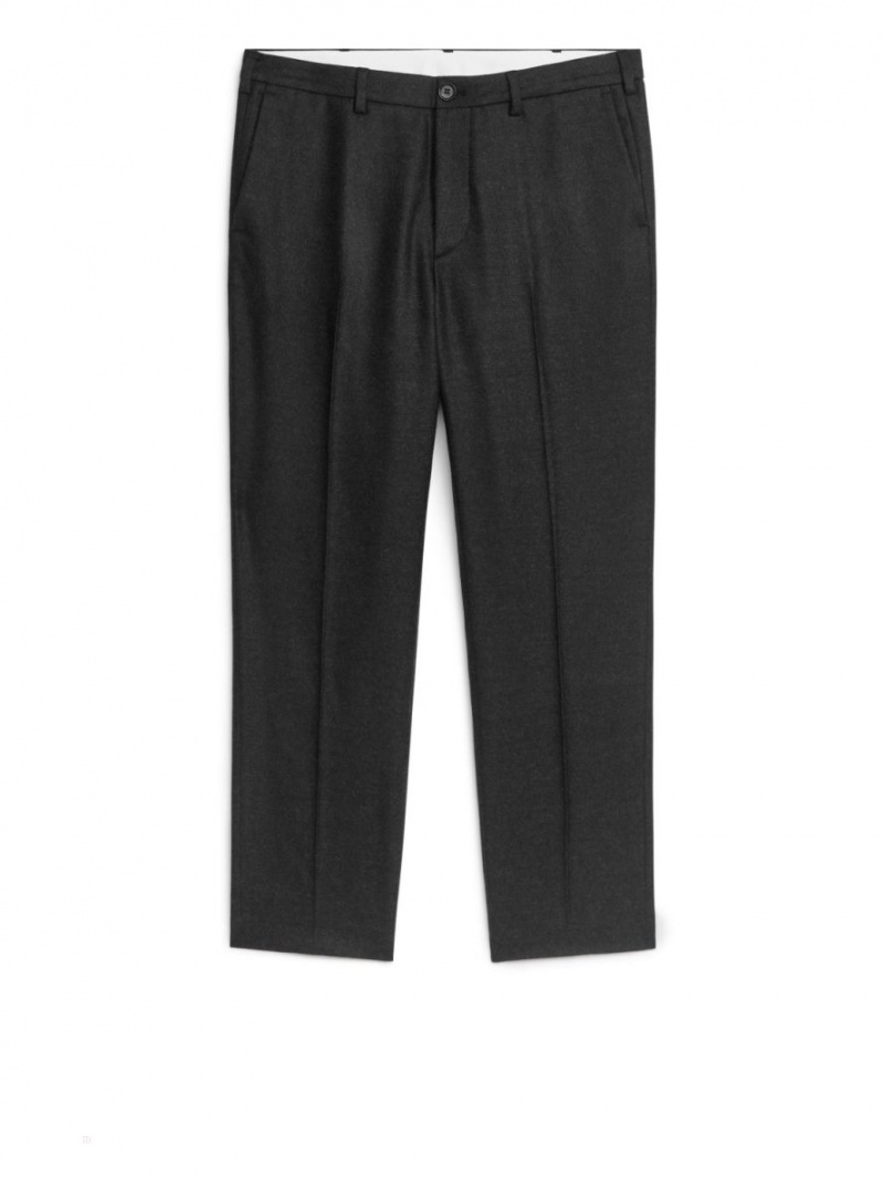 Pantaloni Arket Cropped Tapered Lână Barbati Gri | Romania-MUTP95036