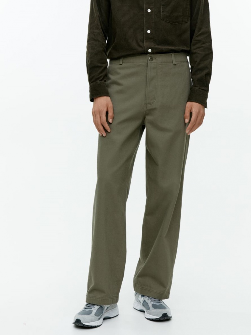 Pantaloni Arket Cu Catarama-Back Bumbac Barbati Kaki Verzi | Romania-JBZK70834