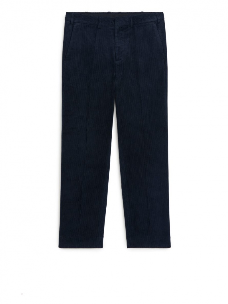 Pantaloni Arket Dressed Corduroy Barbati Albastri Inchis | Romania-QGVM18645