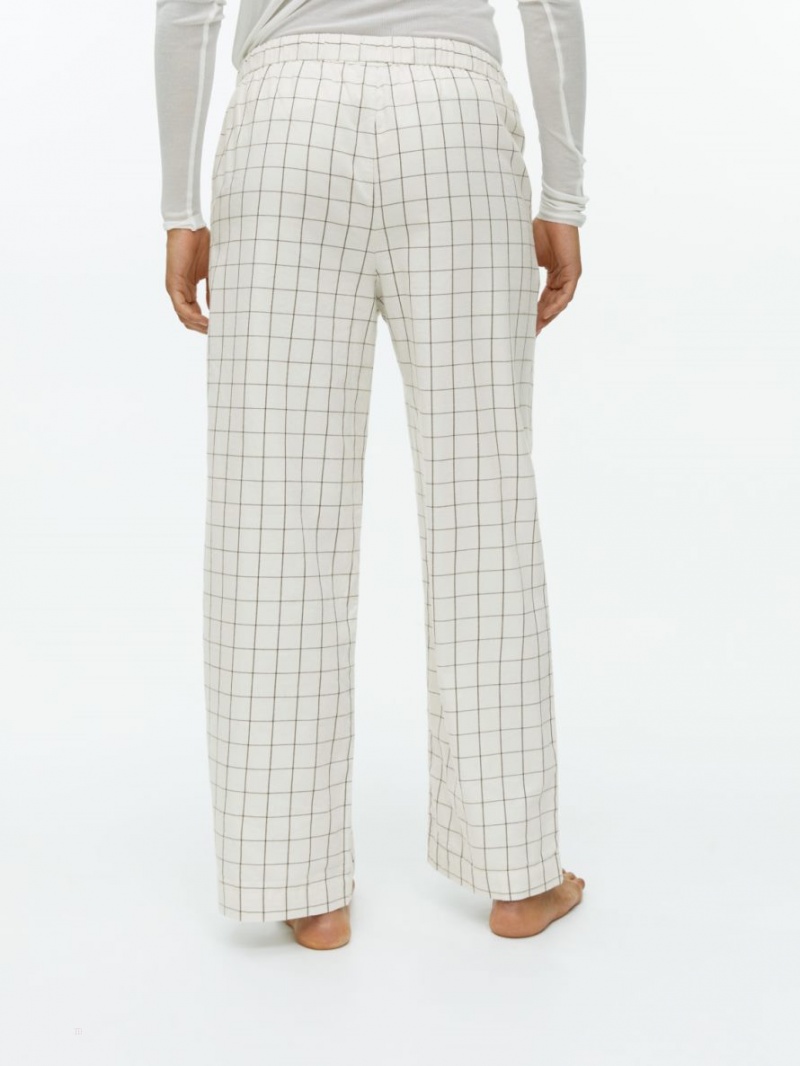 Pantaloni Arket Flannel Pyjama Dama Albi Maro | Romania-IEAM79365