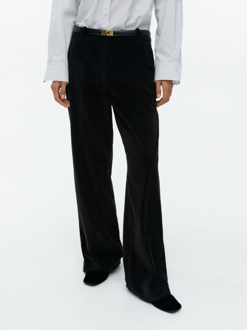 Pantaloni Arket Flared Corduroy Dama Negrii | Romania-MVAC27583