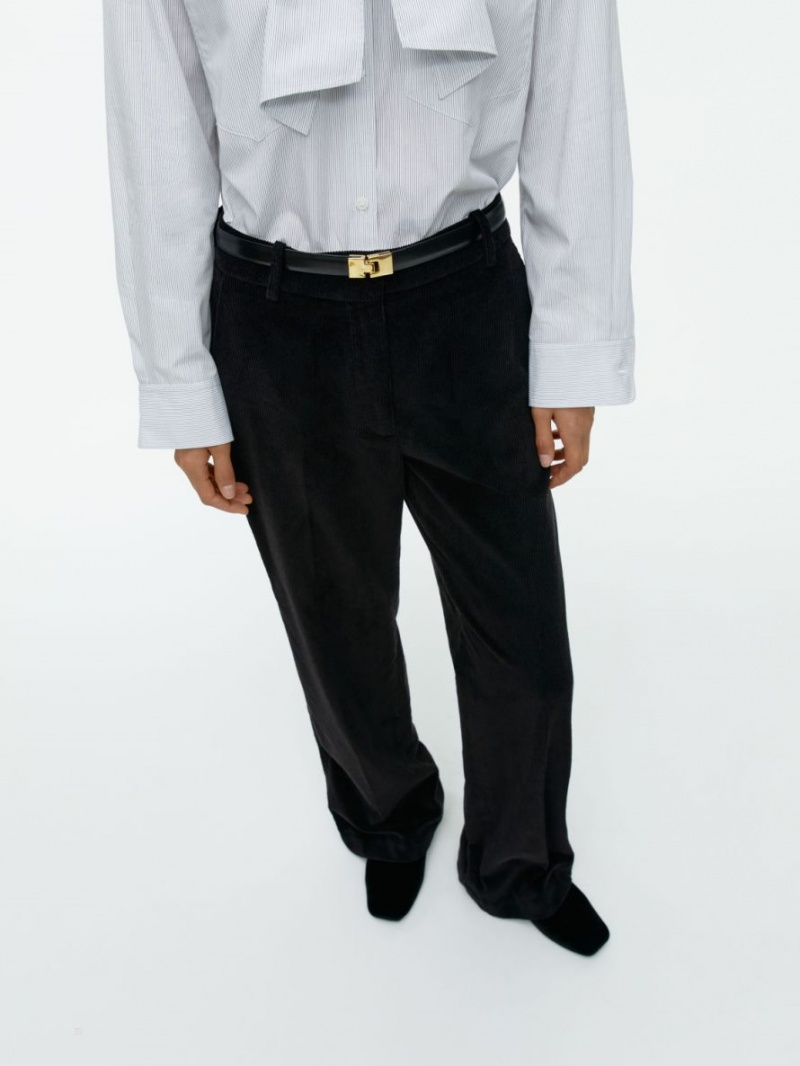 Pantaloni Arket Flared Corduroy Dama Negrii | Romania-MVAC27583