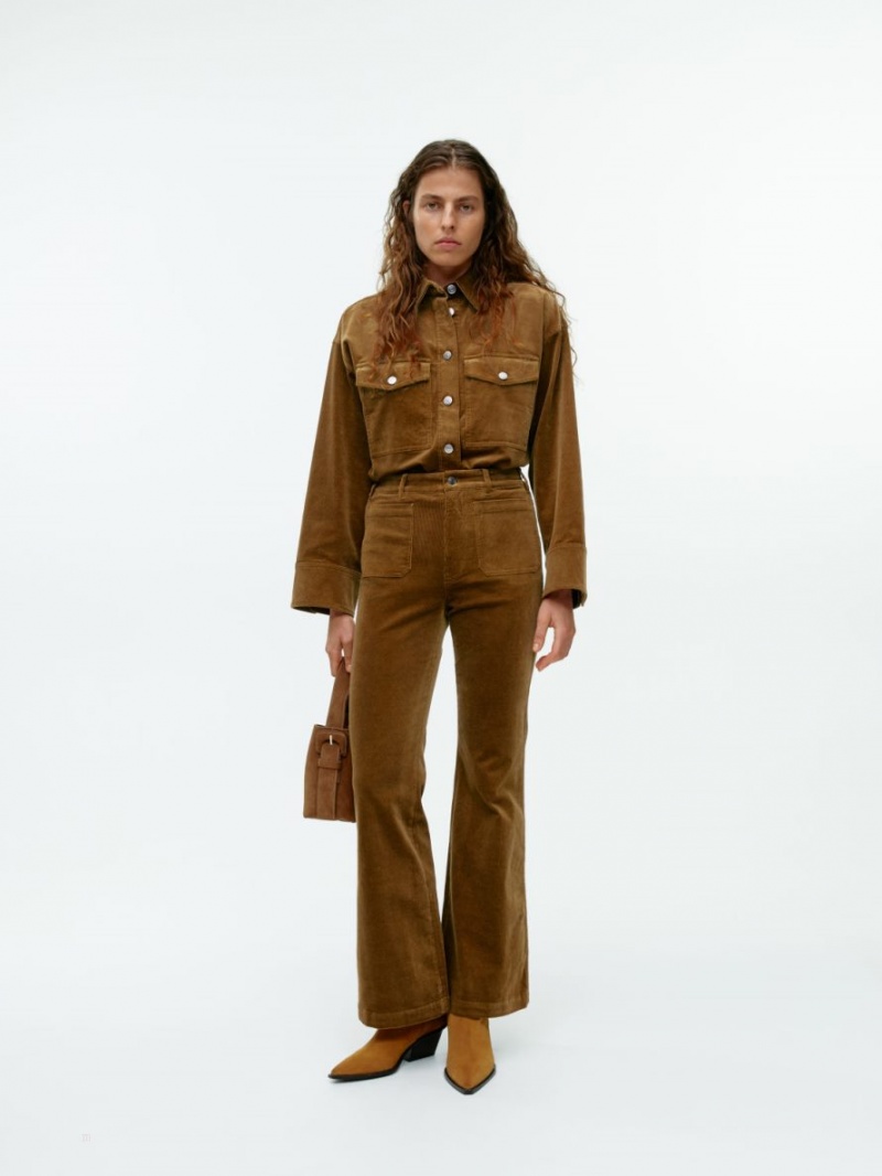 Pantaloni Arket Flared Corduroy Dama Rosii Maro | Romania-QKYV45817