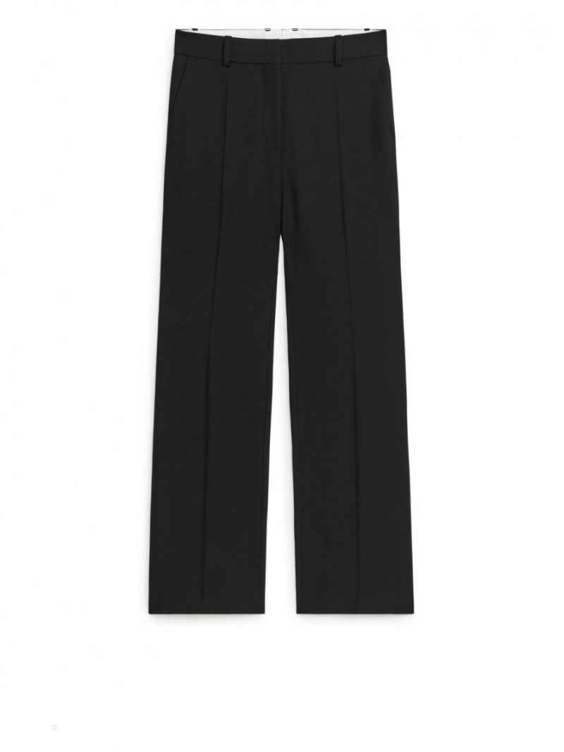 Pantaloni Arket Flared Lână Twill Dama Negrii | Romania-FOGK32906