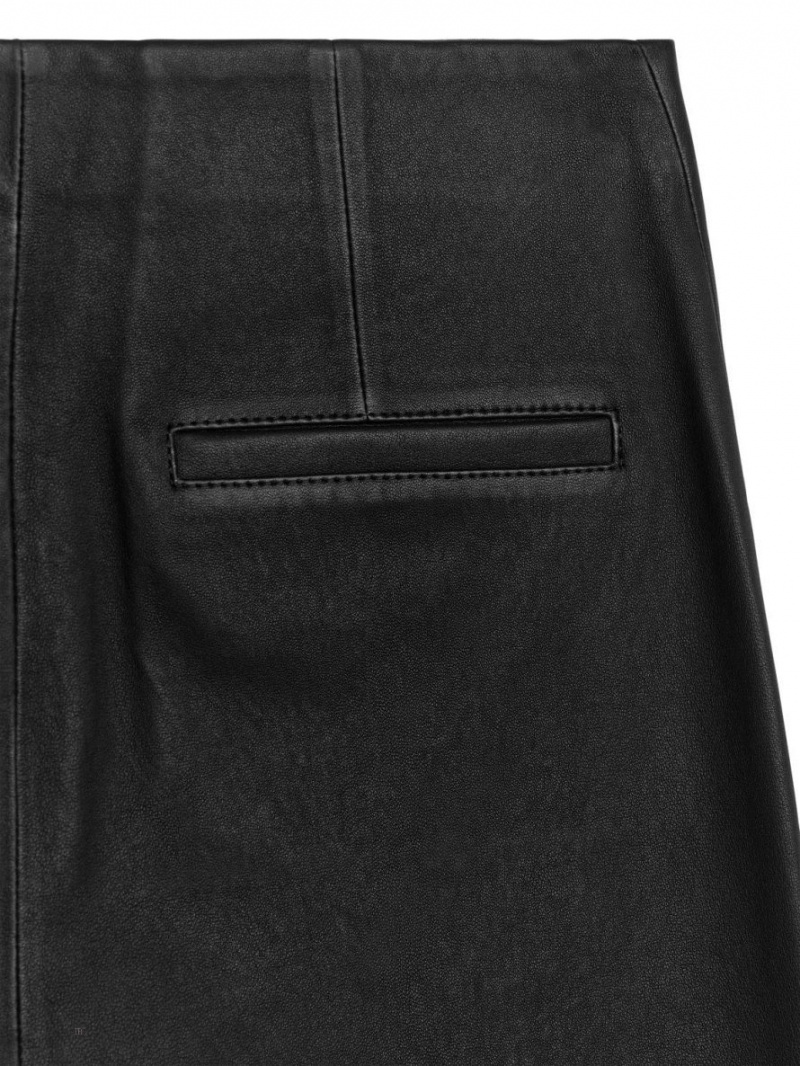 Pantaloni Arket Flared Piele Dama Negrii | Romania-HCOT84527