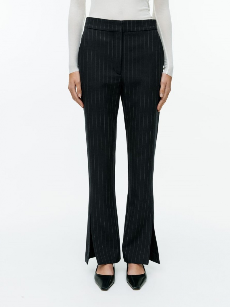 Pantaloni Arket Flared Pinstripe Dama Negrii | Romania-HIDQ87059