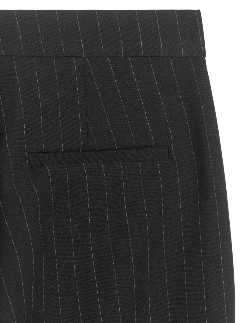 Pantaloni Arket Flared Pinstripe Dama Negrii | Romania-HIDQ87059