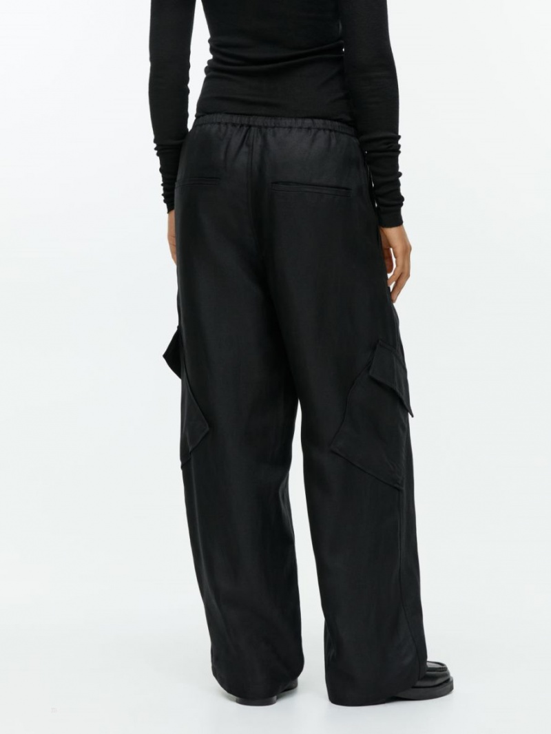 Pantaloni Arket Fluid Cargo Dama Negrii | Romania-XOAU63092