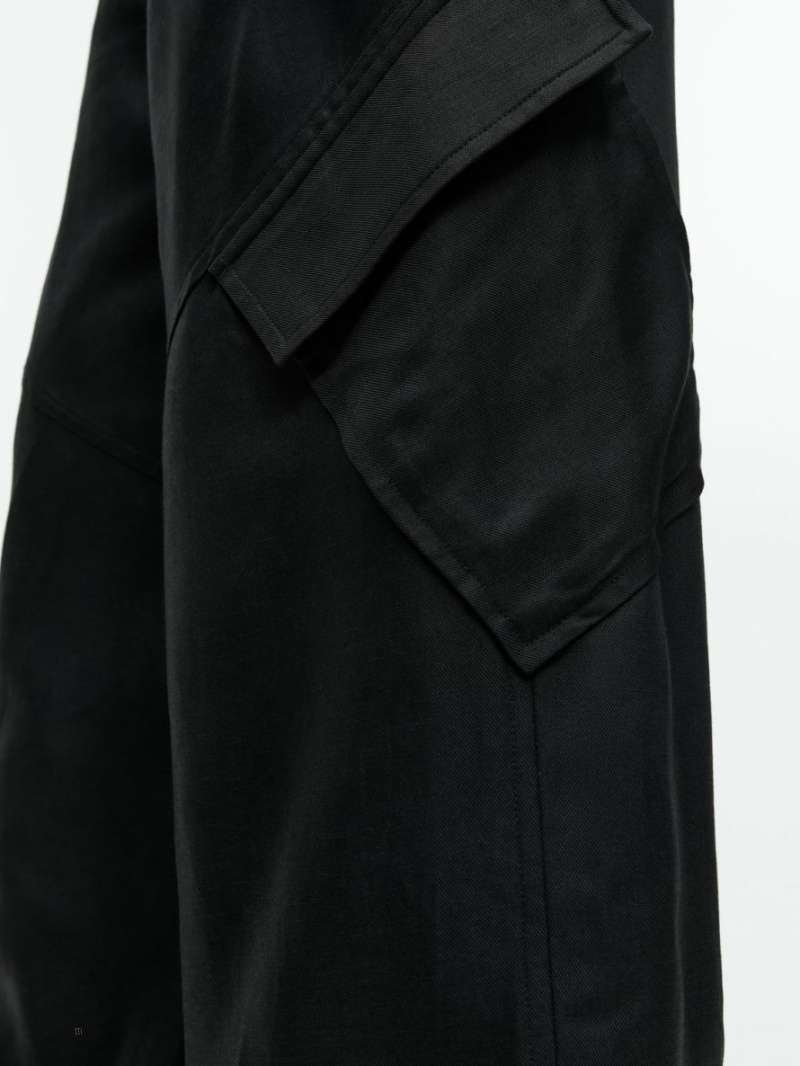 Pantaloni Arket Fluid Cargo Dama Negrii | Romania-XOAU63092