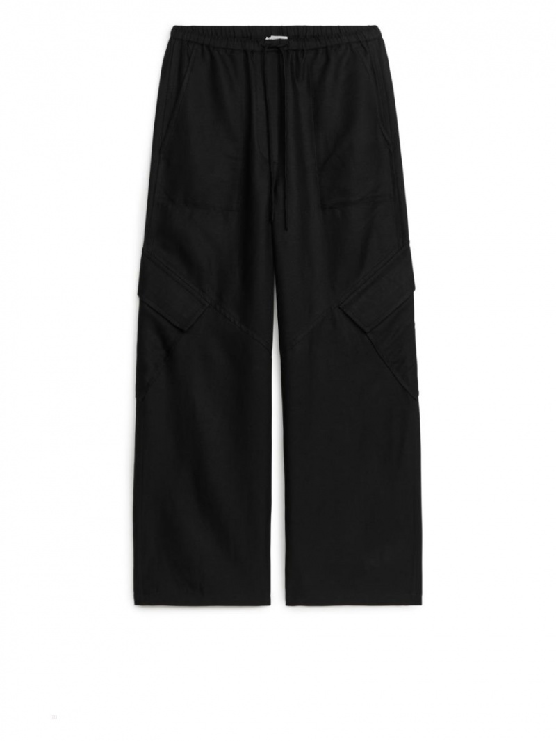 Pantaloni Arket Fluid Cargo Dama Negrii | Romania-XOAU63092