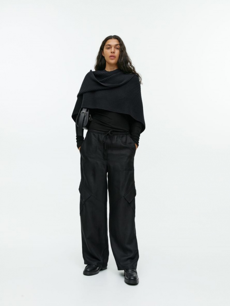 Pantaloni Arket Fluid Cargo Dama Negrii | Romania-XOAU63092