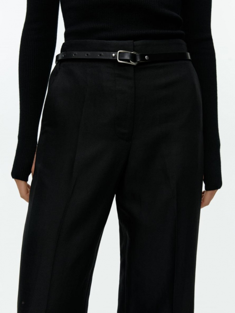 Pantaloni Arket Fluid Linen Blend Dama Negrii | Romania-ZPUL78924
