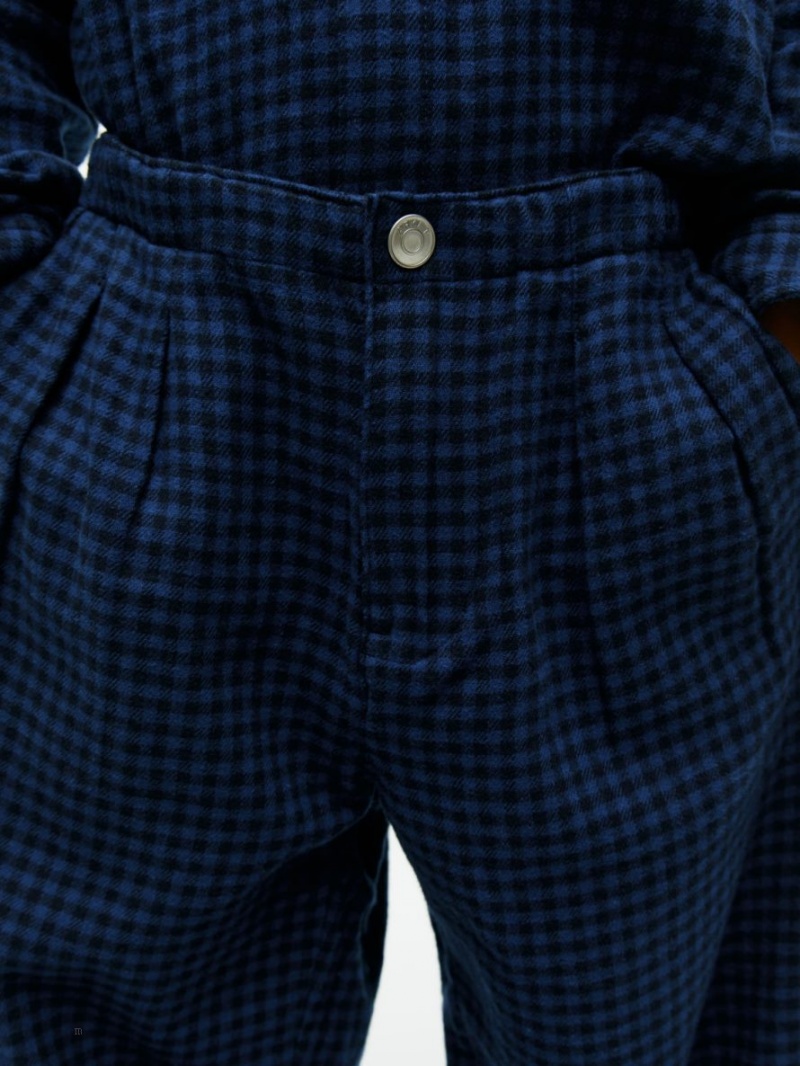 Pantaloni Arket Gingham Flannel Baieti Albastri | Romania-AIUN46258