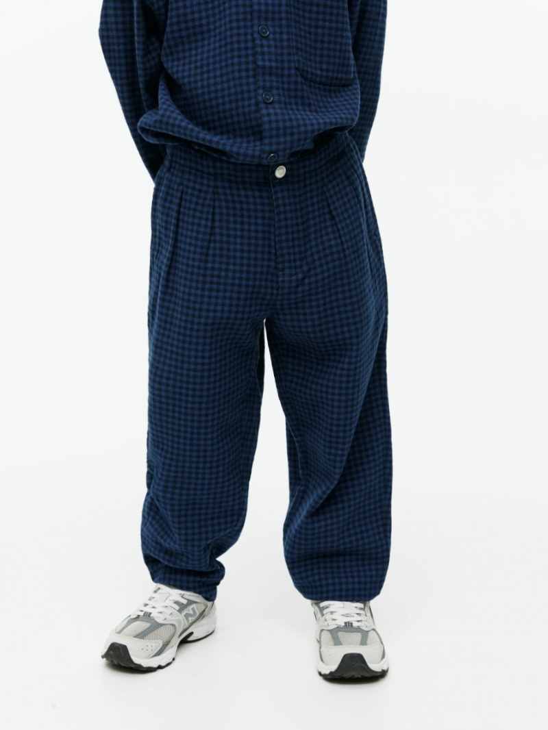 Pantaloni Arket Gingham Flannel Baieti Albastri | Romania-AIUN46258