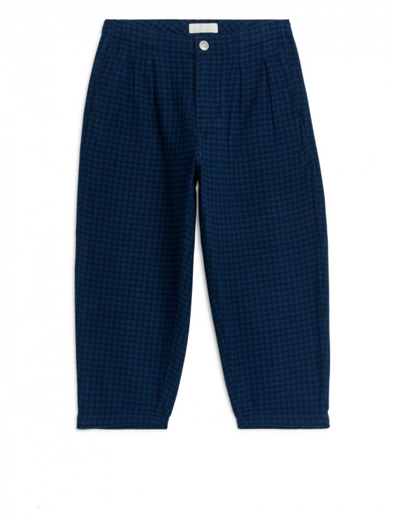 Pantaloni Arket Gingham Flannel Baieti Albastri | Romania-AIUN46258