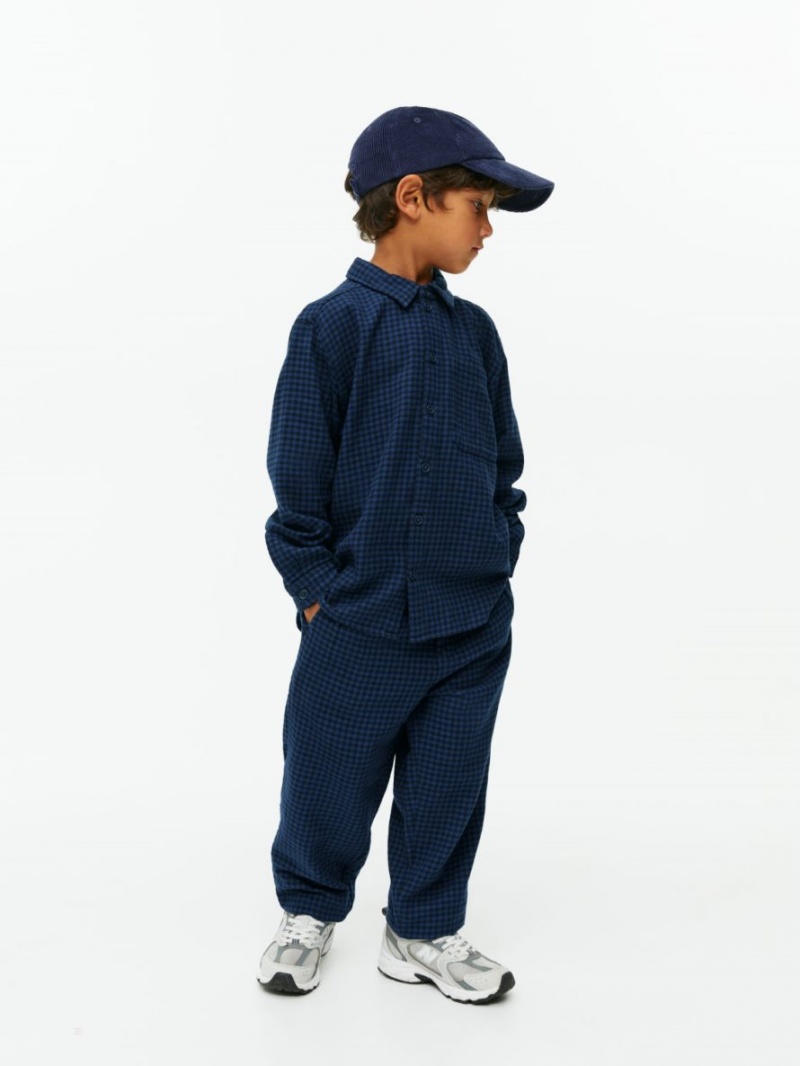 Pantaloni Arket Gingham Flannel Baieti Albastri | Romania-AIUN46258