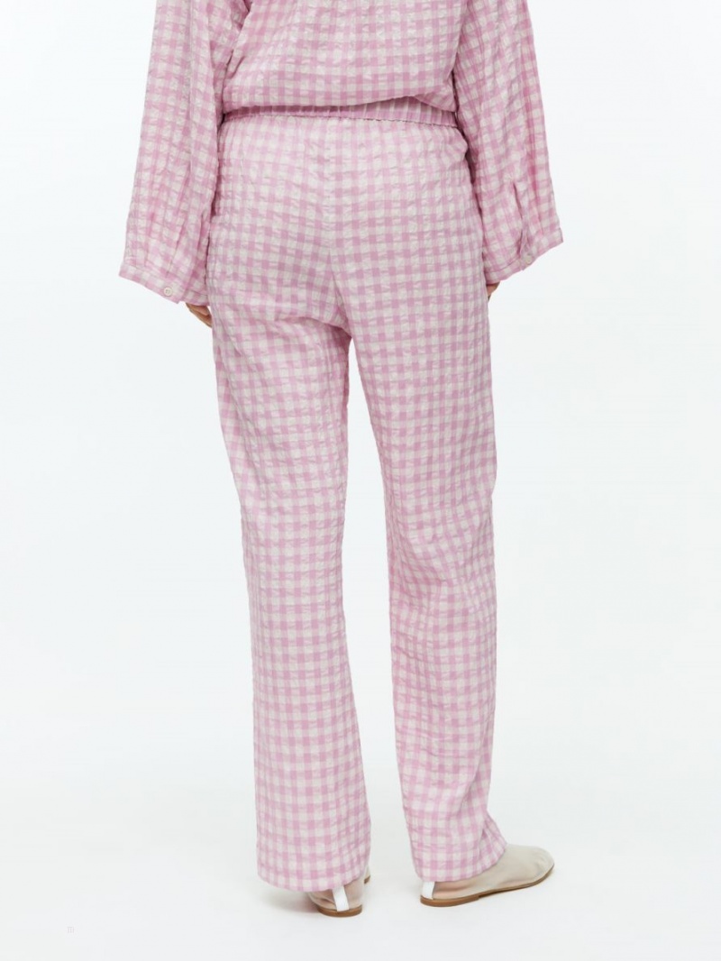 Pantaloni Arket Gingham Seersucker Pyjama Dama Roz | Romania-KBGX70526