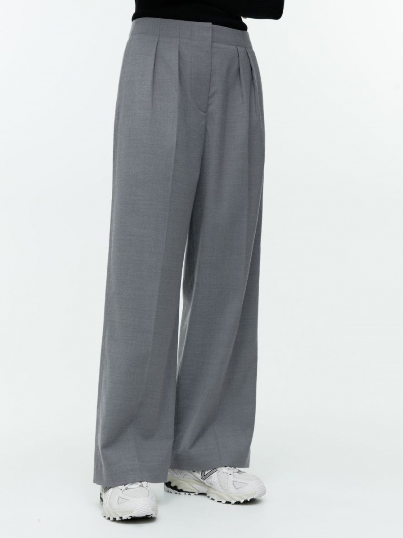 Pantaloni Arket High-Talie Flannel Dama Gri | Romania-CJSH65831