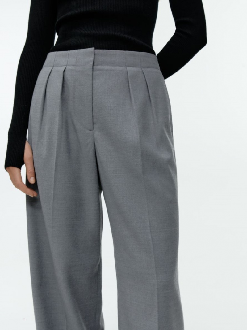Pantaloni Arket High-Talie Flannel Dama Gri | Romania-CJSH65831