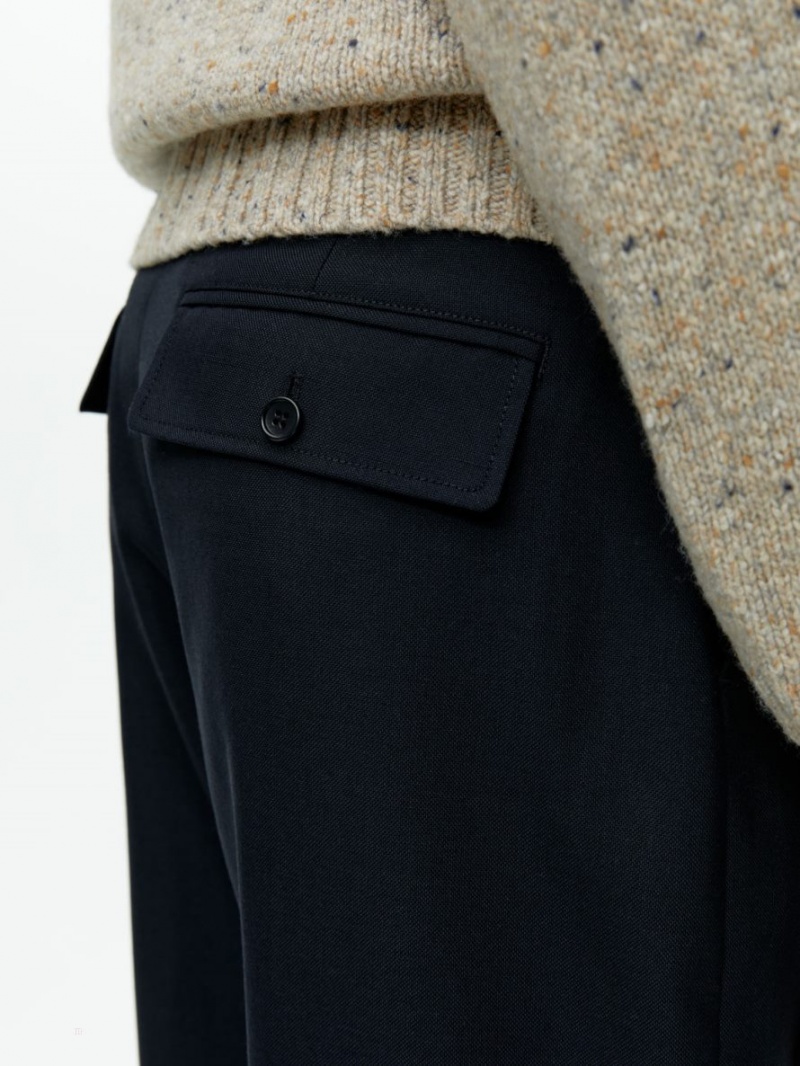 Pantaloni Arket Hopsack Barbati Albastri Inchis | Romania-GKJM53086