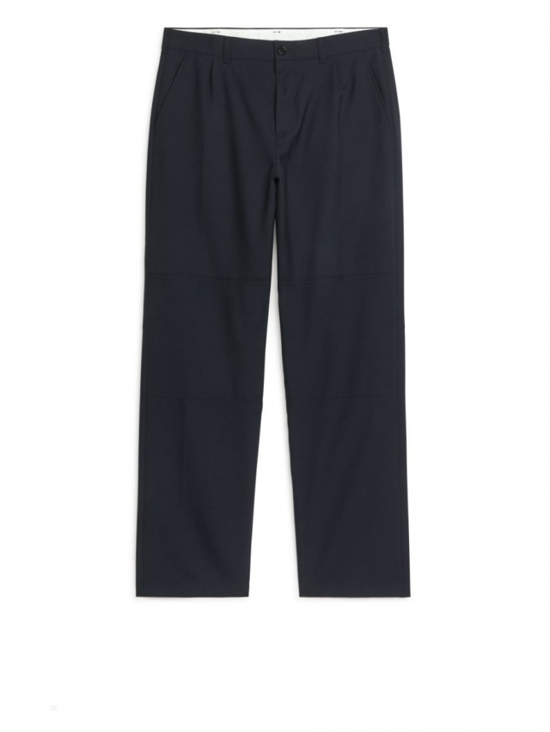 Pantaloni Arket Hopsack Barbati Albastri Inchis | Romania-GKJM53086