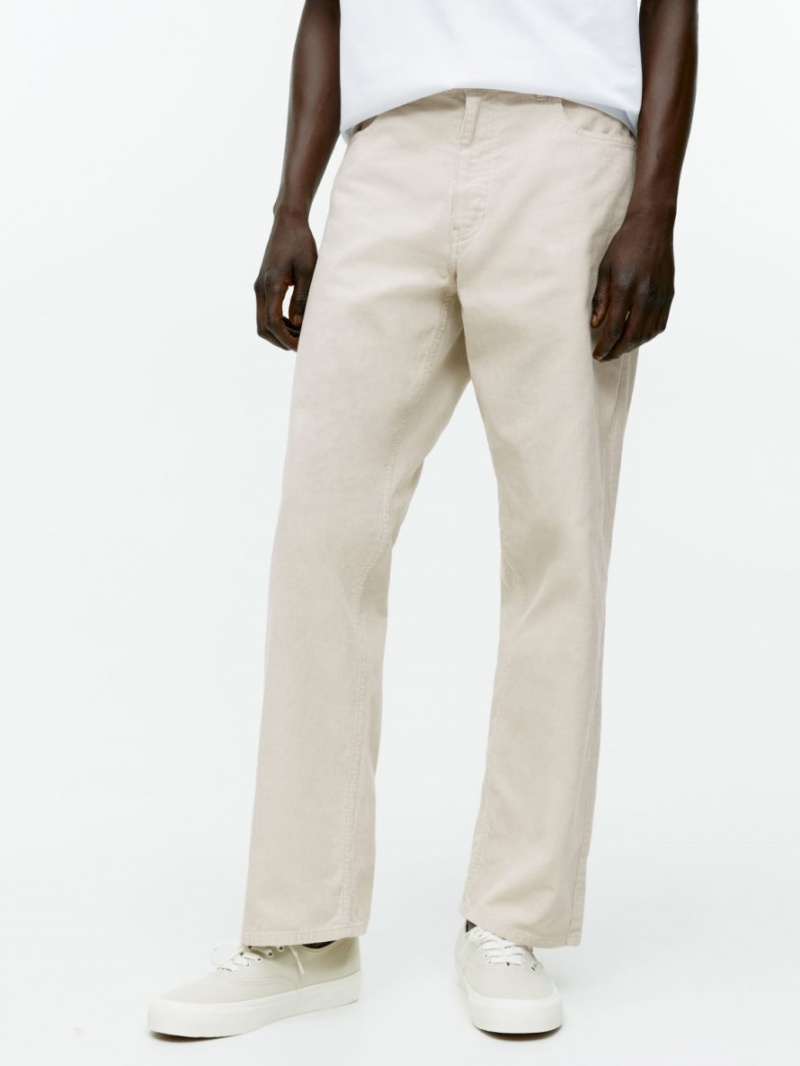 Pantaloni Arket LOOSE Corduroy Barbati Albi | Romania-GHVD27509