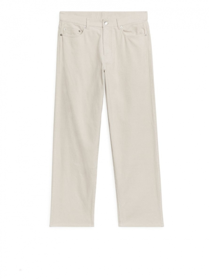Pantaloni Arket LOOSE Corduroy Barbati Albi | Romania-GHVD27509