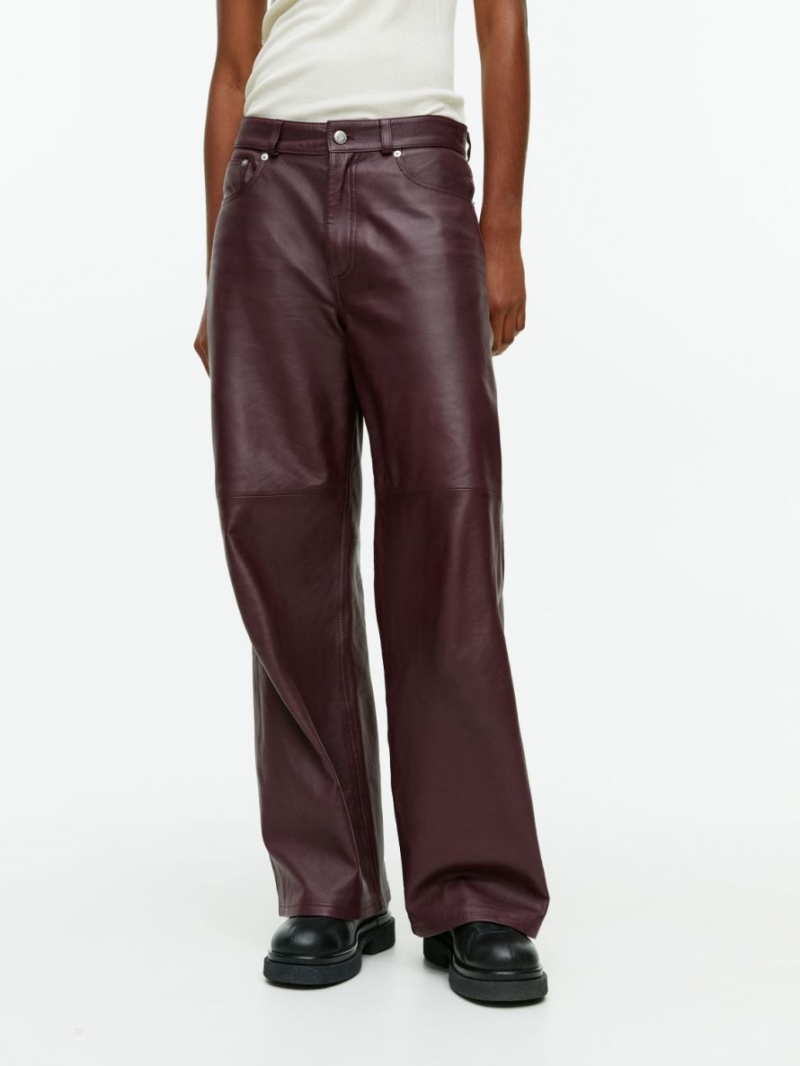 Pantaloni Arket Largi-Leg Piele Dama Visinii | Romania-RGOL14058