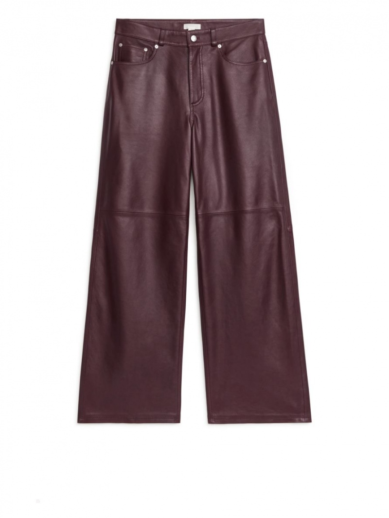 Pantaloni Arket Largi-Leg Piele Dama Visinii | Romania-RGOL14058