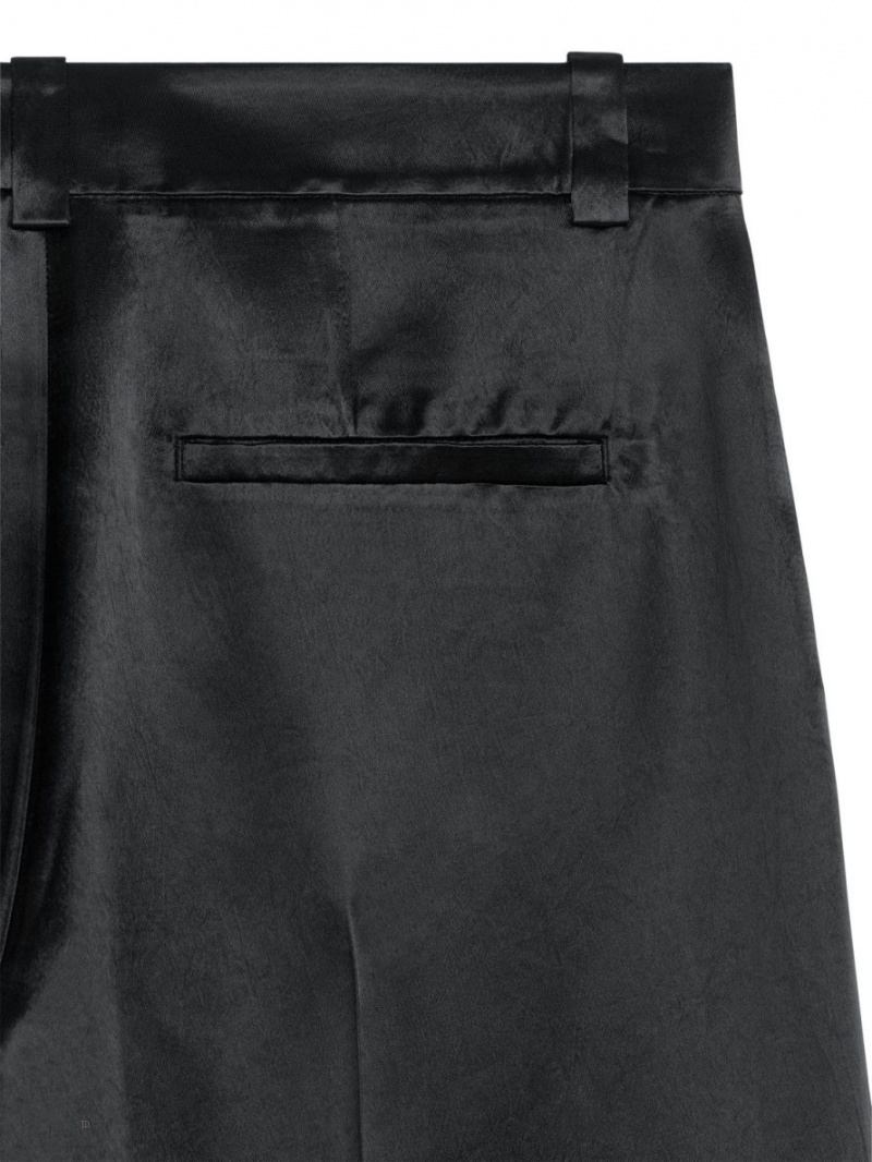 Pantaloni Arket Largi-Leg Satin Dama Gri Negrii | Romania-VTIH18546