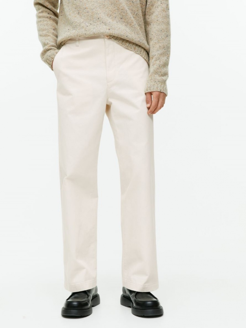 Pantaloni Arket Largi Bumbac Barbati Albi | Romania-HGBQ73519
