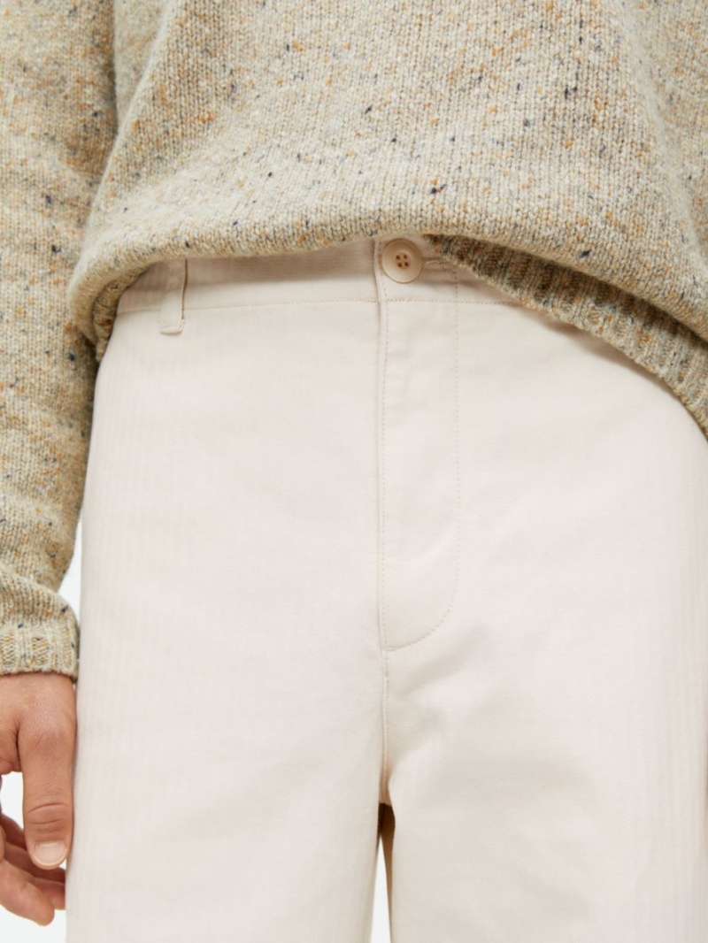 Pantaloni Arket Largi Bumbac Barbati Albi | Romania-HGBQ73519