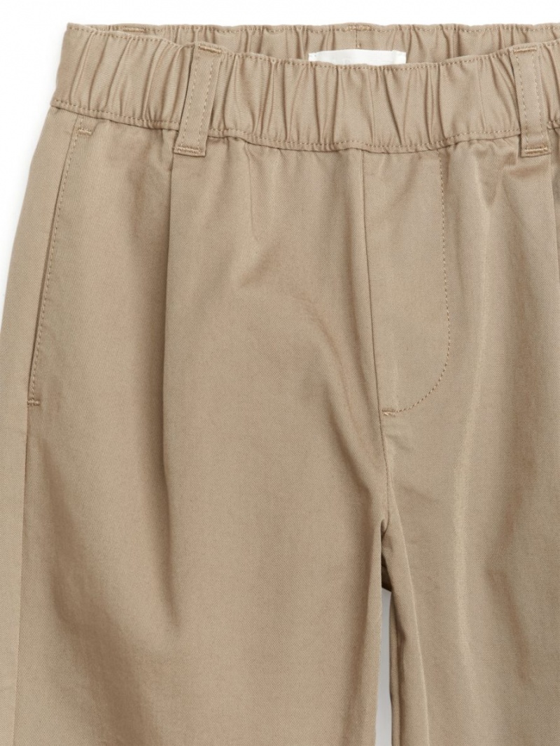 Pantaloni Arket Largi Bumbac Chinos Baieti Bej | Romania-UIPV25914