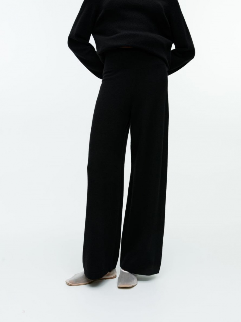 Pantaloni Arket Largi Cashmere Dama Negrii | Romania-OZAM84201