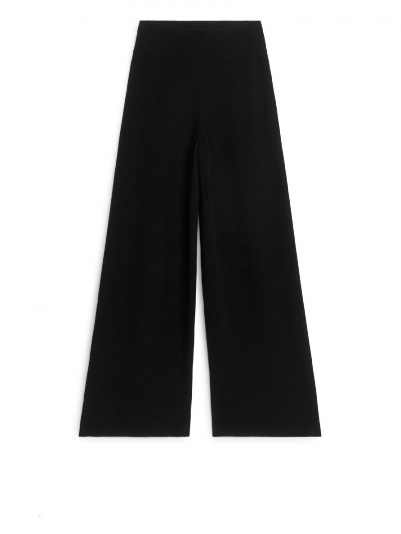 Pantaloni Arket Largi Cashmere Dama Negrii | Romania-OZAM84201