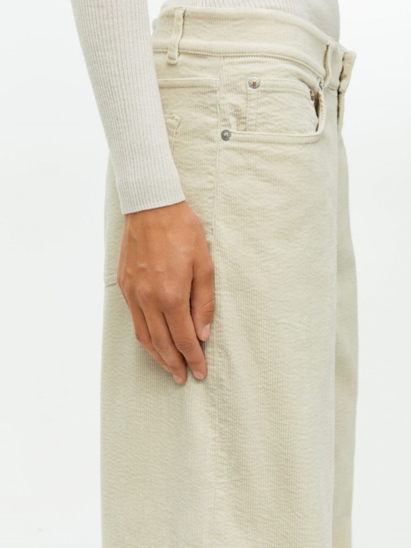 Pantaloni Arket Largi Corduroy Dama Albi | Romania-FAQT37041