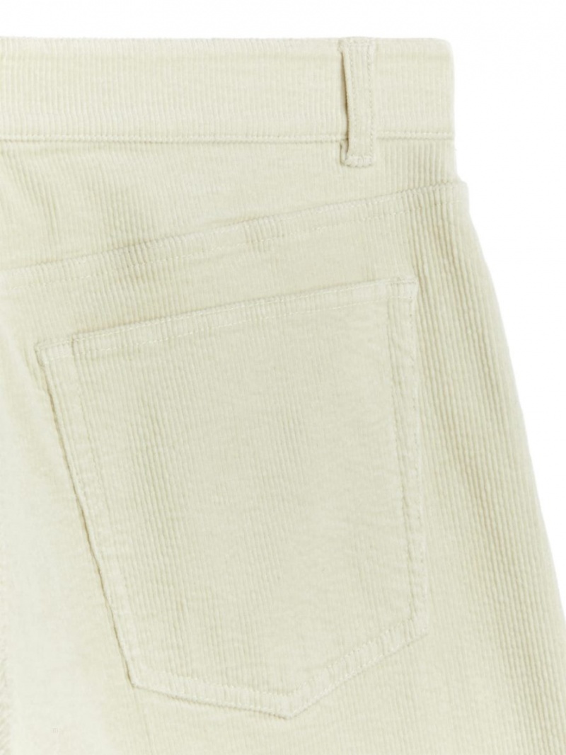 Pantaloni Arket Largi Corduroy Dama Albi | Romania-FAQT37041