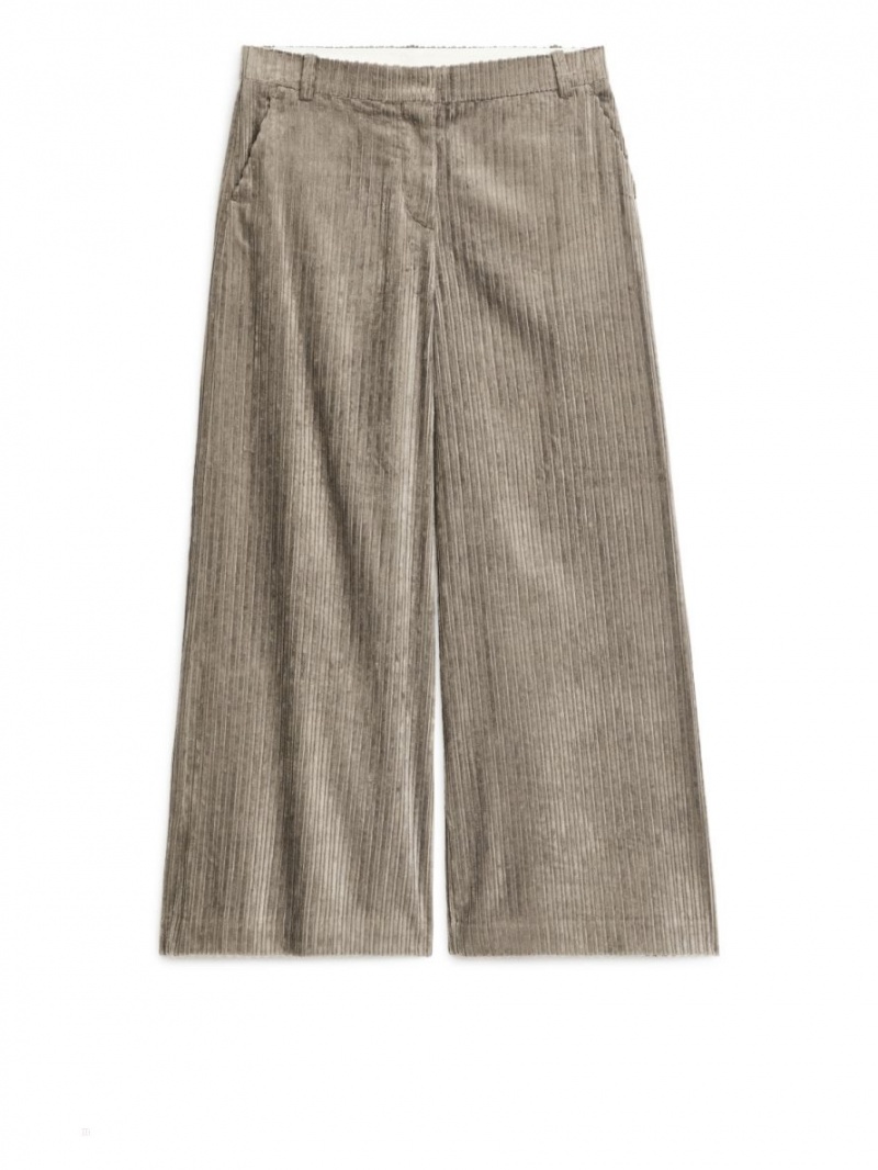 Pantaloni Arket Largi Corduroy Dama Gri | Romania-VLTA17846