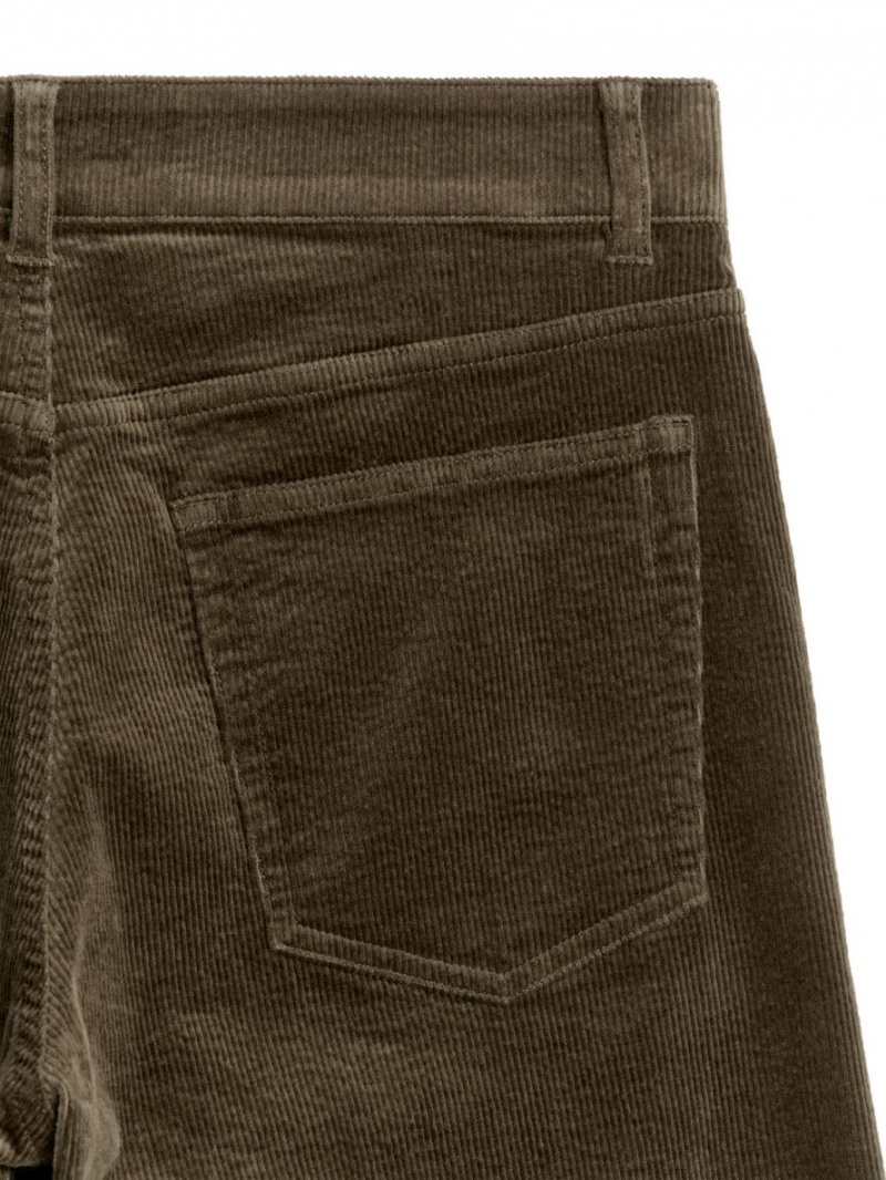 Pantaloni Arket Largi Corduroy Dama Kaki Verzi | Romania-RAXC69405