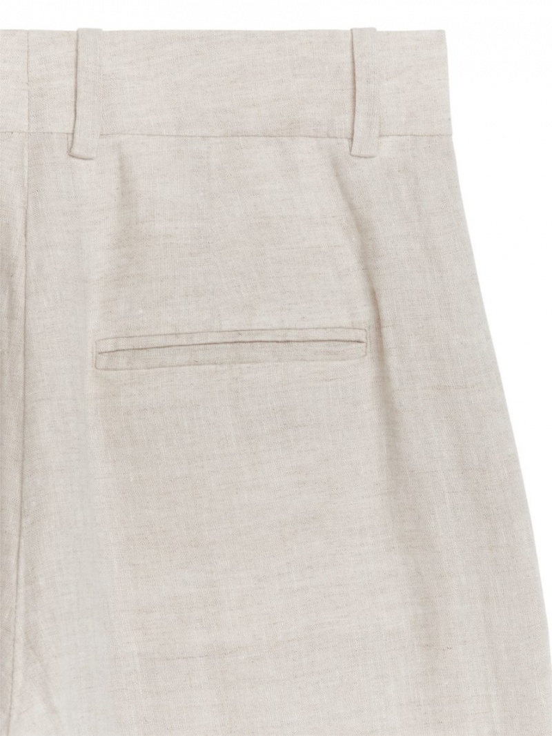 Pantaloni Arket Largi Linen Dama Bej Deschis | Romania-JCRF92681