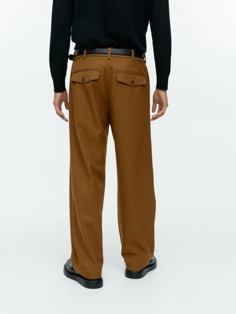 Pantaloni Arket Largi Lână-Blend Barbati Maro | Romania-ZHBV03741