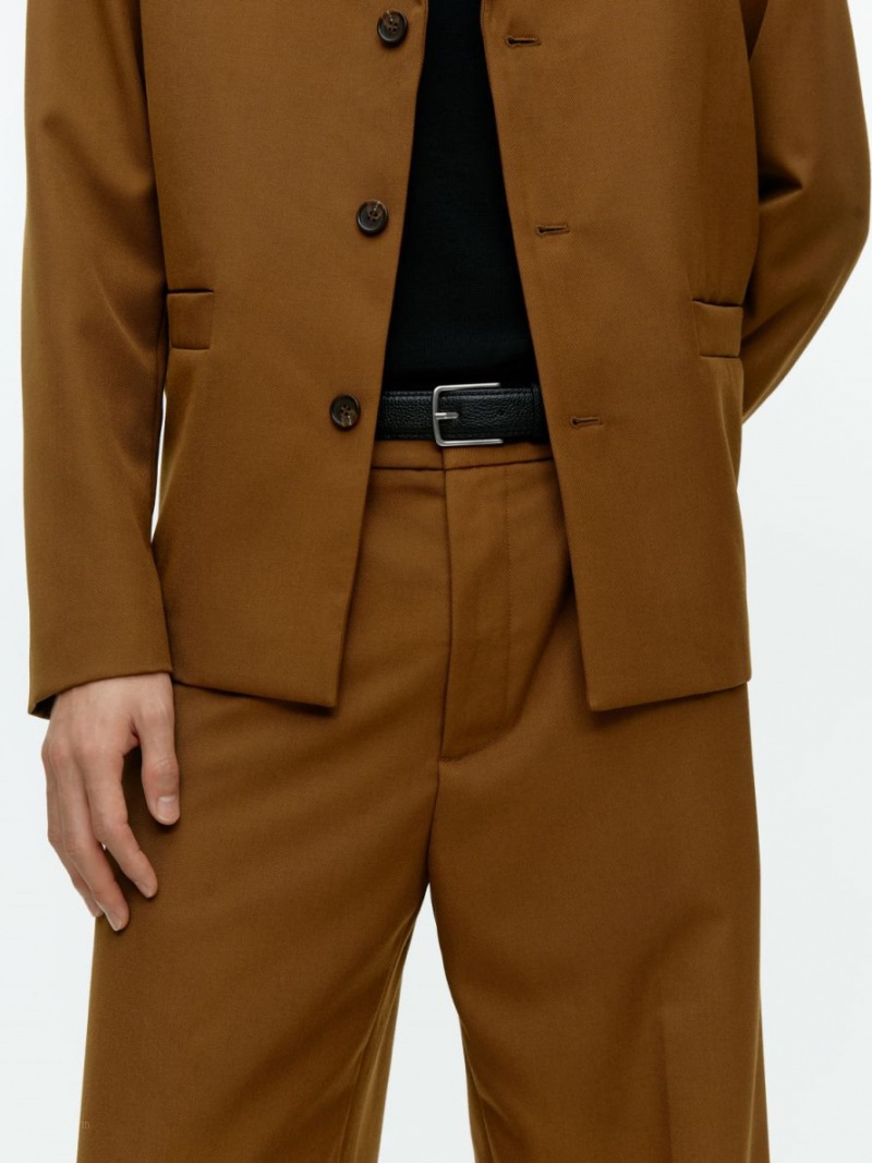 Pantaloni Arket Largi Lână-Blend Barbati Maro | Romania-ZHBV03741