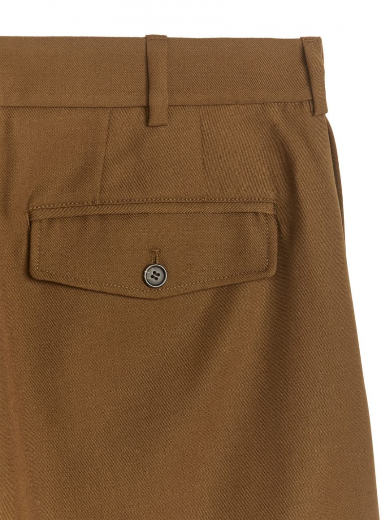 Pantaloni Arket Largi Lână-Blend Barbati Maro | Romania-ZHBV03741