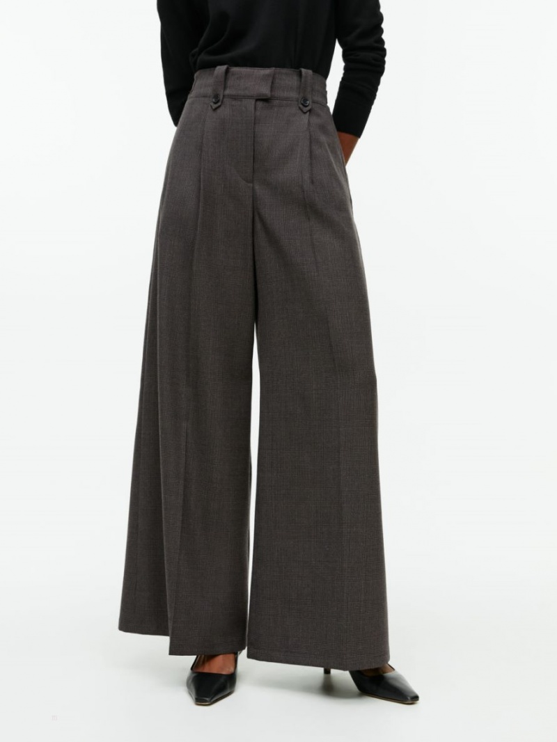 Pantaloni Arket Largi Lână-Blend Dama Maro Inchis | Romania-VFYQ12504