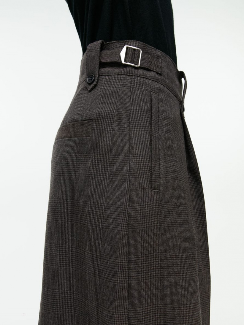Pantaloni Arket Largi Lână-Blend Dama Maro Inchis | Romania-VFYQ12504