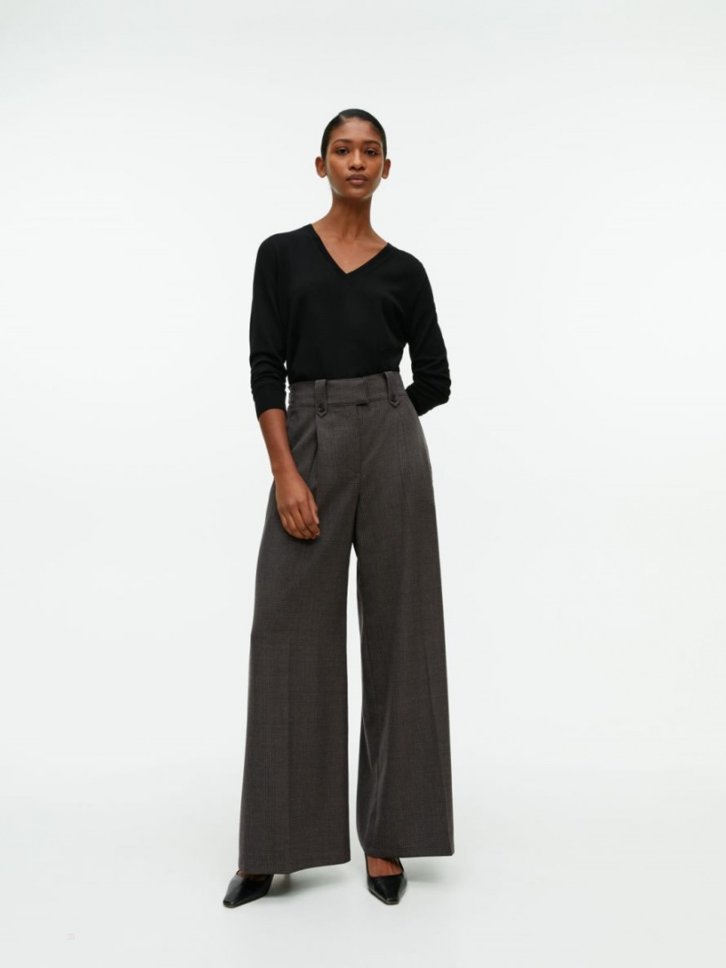Pantaloni Arket Largi Lână-Blend Dama Maro Inchis | Romania-VFYQ12504