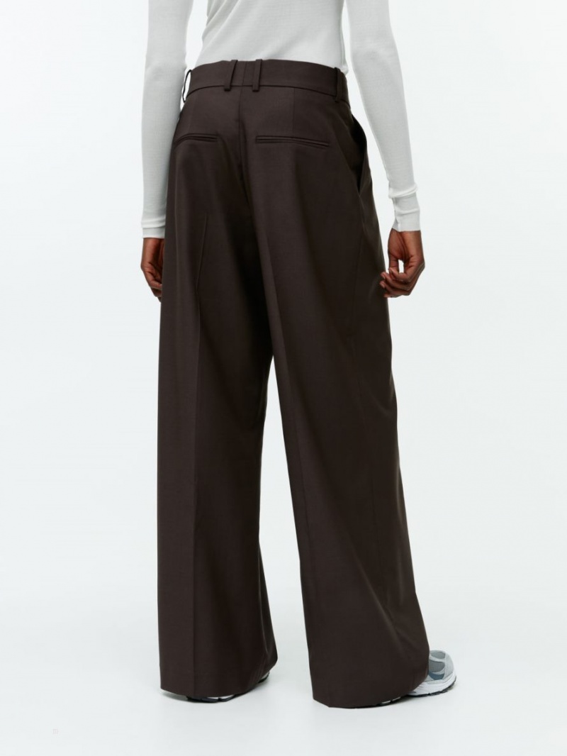 Pantaloni Arket Largi Lână-Blend Dama Maro Inchis | Romania-VYFC81630