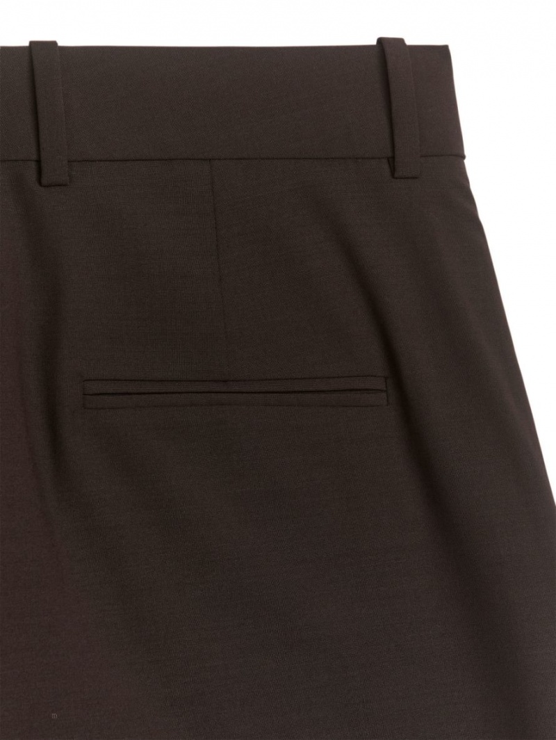 Pantaloni Arket Largi Lână-Blend Dama Maro Inchis | Romania-VYFC81630